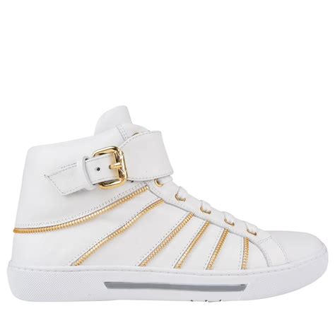 versace leather high top sneakers color white|versace zipped high top sneakers.